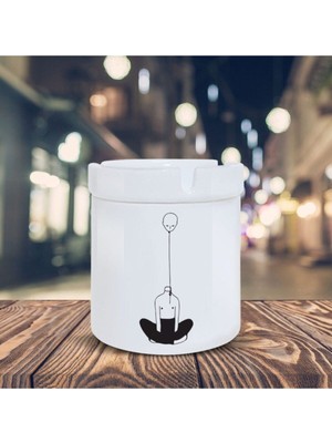 Hediyara Balon Kafa Insan Küllük İllüstrasyon Baskılı Kül Tablası K-35