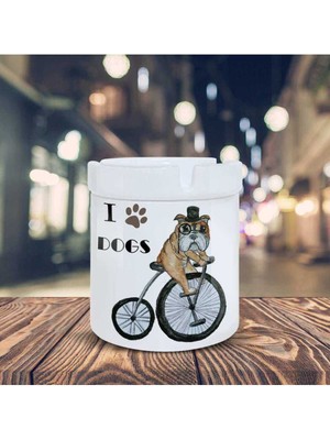 Hediyara Sevimli Cambaz Köpek Baskılı Küllük Seramik Kül Tablası-5154