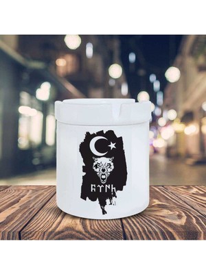 Hediyara Türkçü Küllük - Türk Yazılı Kurt Baskılı Kül Tablası K-5
