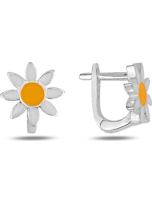 Normadia 925 Ayar Gümüş Mineli Papatya Çocuk Küpesi, Şık ve Hafif Tasarım