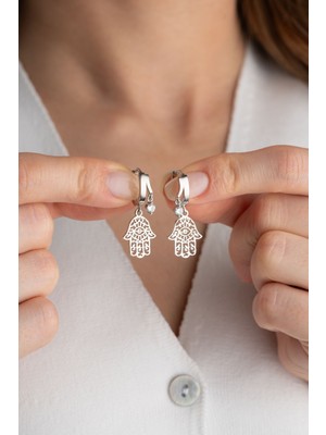 Normadia 925 Ayar Gümüş Çift Taşlı El Figürlü Küpe