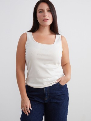 Lc Waikiki Yeni Sezon Büyük Beden U Yaka Taşlı Kadın Atlet