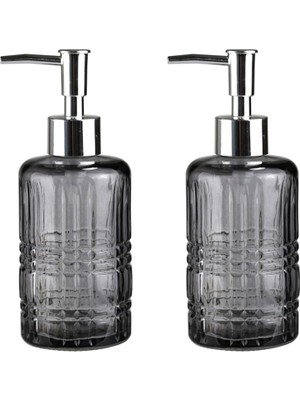 Delixa Banyo Seti Cam Sıvı Sabunluk 2 Adet,kristal Desenli Gri 300ML 6,8X17,6CM