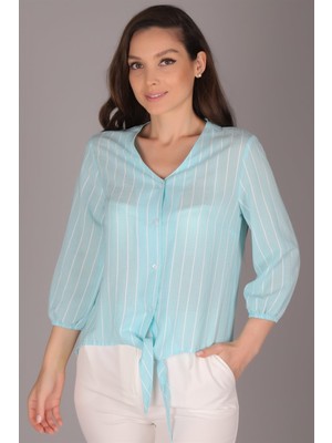 Sweetness Kadın Turkuaz Önü Bağlamalı Gömlek