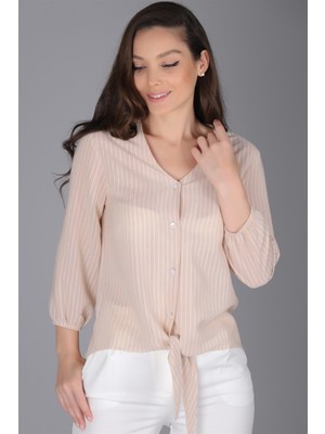 Sweetness Kadın Bej  Önü Bağlamalı Gömlek