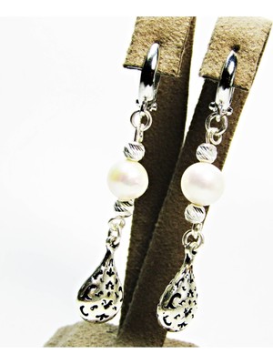 Normadia Kadınlar Için Gümüş Barok Incili Otantik Şık Küpe