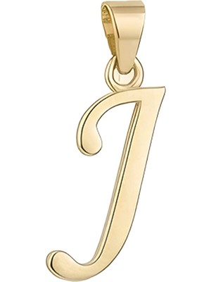 Hakan Mücevherat J Harfi El Yazısı 14 Ayar Kolye Ucu