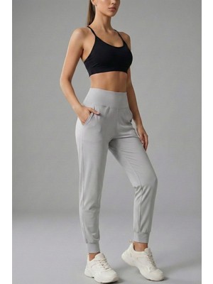 Genius Store Kadın Eşofman Yüksek Bel Jogger Scuba Kumaş Cepli Rahat Kesim Jogger Eşofman Altı