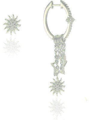 Normadia Kadın Gümüş Güneş Modeli Şans Küpe, Zarif ve Şık Takı