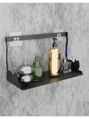 Delixa Yapışkanlı Siyah Kedi Desenli Banyo Düzenleyici, Mutfak Düzenleyici, Banyo Organizer 3m Yapışkanlı T