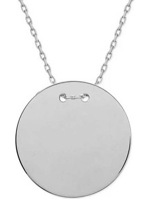 Akıllı Durak 925 Ayar Gümüş Yuvarlak Plaka Kolye T7840 (491)