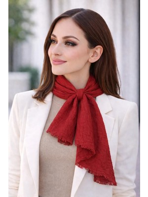 Hayalet Bambu & Pamuk Şal – Doğal Dokulu, Ütü Gerektirmeyen Şıklık - Kırmızı