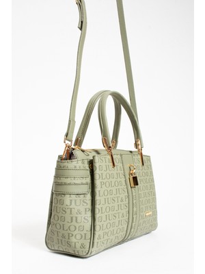 Just Polo Kilit Detaylı Gold Aksesuarlı 4 Bölmeli Kadın Omuz Çantası 2201 Yeşil