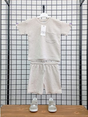 Deniz Home Wear Gofre Kumaş Unisex Çocuk Şort Takım