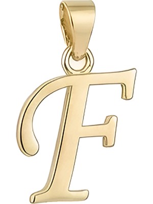 Hakan Mücevherat F Harfi El Yazısı 14 Ayar Kolye Ucu