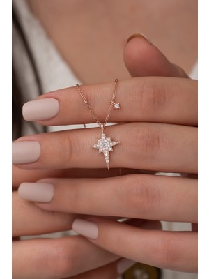 Nereze 925 Ayar Minik Kutup Yıldızı Kolye Kadın Gümüş Kolye