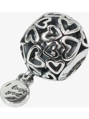missamori Kafesişi Kalp Love Sallantılı Gümüş Charm