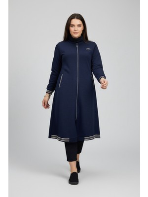 Ece Giyim Ottoban Önü Fermuarlı Kolları ve Etek Uçları Şerit Ribanalı Mevsimlik Kap