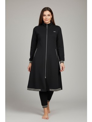 Ece Giyim Ottoban Önü Fermuarlı Kolları ve Etek Uçları Şerit Ribanalı Mevsimlik Kap