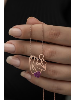 Nereze 925 Ayar Anne Bebek Kolye Kadın Gümüş Kolye