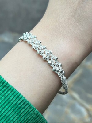 Normadia Gümüş Kazaziye Dorika Boncuklu Zarif Bileklik, Şık Takı Hediye