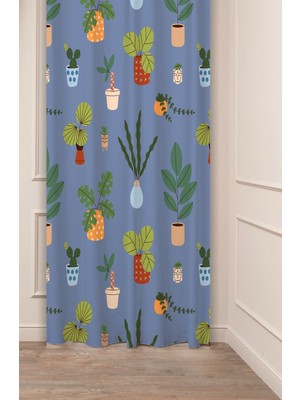 Greendecor Çiçekler Yaprak Papatya Pastel Bohem Özel Tasarım Dijital Baskılı (Tek Kanat) Bej Krem Şık Fon Perde