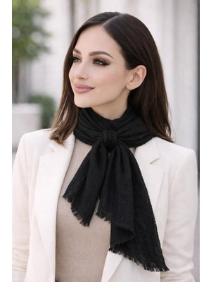 Hayalet Bambu & Pamuk Şal – Doğal Dokulu, Ütü Gerektirmeyen Şıklık - Siyah