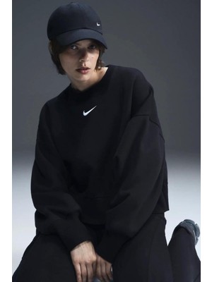 Nike Sportswear Essential Collection Fleece Oversized Kadın Sweatshirt Siyah