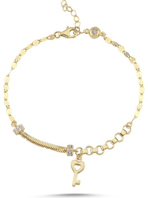 Sembol Gold Kalbin Anahtarı Altın Bileklik 17-20 cm