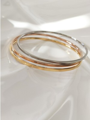 Normadia Şık Çelik Üçlü Bilezik Seti, Modern ve Zarif Takı Koleksiyonu