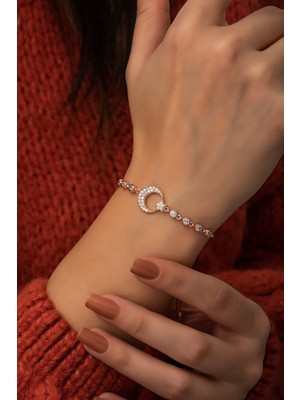 Normadia 925 Ayar Gümüş Rose Ayyıldız Bileklik, Zarif ve Şık Tasarım