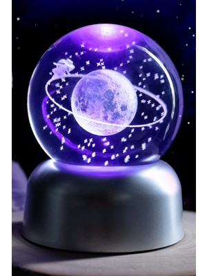 Normadia Renkli LED Işıklı Kristal Cam Küre, Yürüyen Kız Temalı Masa ve Gece Lambası