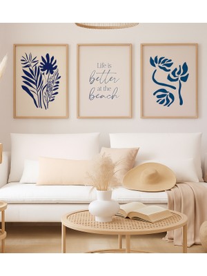 Voba Store 3 Parça Yazı Temalı Minimalist Çerçeve Görünümlü Mdf Tablo Seti-77-1