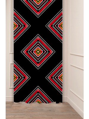 Greendecor Otantik Anadolu Motifleri Eski Antik Desenli Özel Tasarım Dijital Baskılı (Tek Kanat) Şık Fon Perde