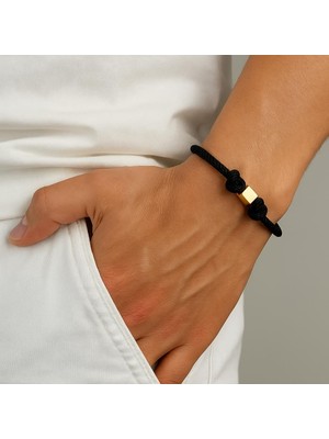 Hakan Mücevherat 14 Ayar Erkek Tek Zar Siyah İpli Bileklik
