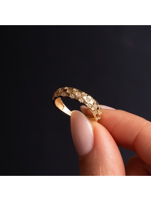 Hakan Mücevherat Taşlı Tasarım 14 Ayar Altın Yüzük