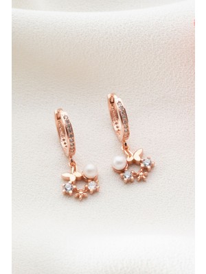 Normadia 925 Ayar Gümüş Incili Kelebek Küpe, Zarif ve Şık Takı