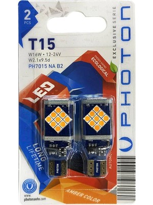 Delixa T15 W16W 12-24V Turuncu LED Ampul, Paket Içeriği: 2 Adet