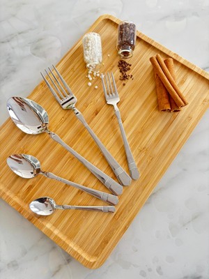 Kaveh 30 Parça 6 Kişilik 18/10  Çatal Kaşık Seti Alvina Model 304 Paslanmaz Çelik