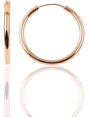 Normadia Gümüş 36 mm Rose Kalın Halka Küpe, Şık ve Zarif Takı