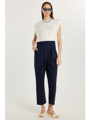 Tudors Kadın Slim Fit Dar Kesim Sıfır Kollu Cepli Bisiklet Yaka Tulum