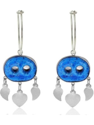 Normadia El Örmesi Gümüş Süryani Nazar Boncuklu Halkalı Küpe