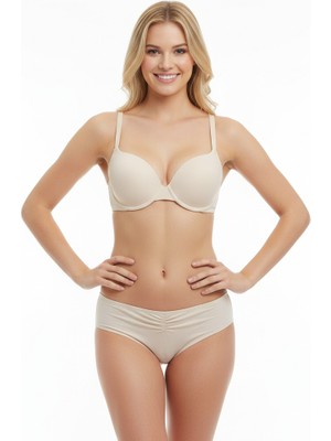 Bonbon Kadın Desteksiz Krem-Vanilya Rengi Sütyen Külot 2'li Takım BB2243