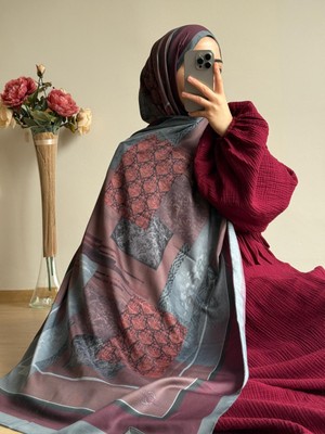 Qalortex Scarf Etro Desen Şal-Bordo