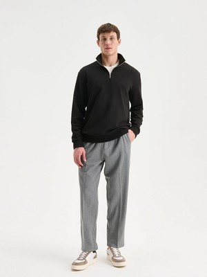 LC Waikiki Kahverengi Dik Yaka Erkek Sweatshirt