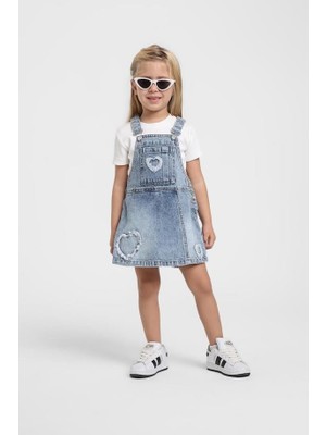 Escabel Kız Bebek Denim Salopet 1-5 Yaş Mavi
