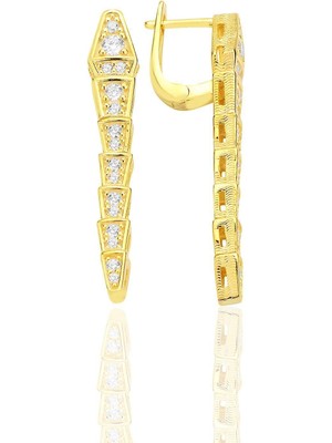 Normadia Yaldızlı Gümüş Zirkon Taşlı Hareketli Yılan Küpe, Şık ve Özgün Tasarım