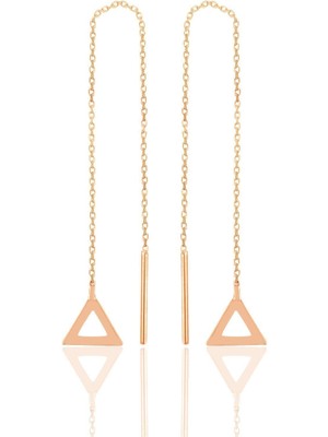 Normadia Gümüş Rose Piramit Zincirli Küpe, Şık ve Zarif Tasarım