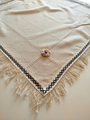 Denizli Hatırası El Işi Dantelli Otantik Antika Işli Buldan Cendere 105X105 cm Masa Örtüsü