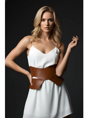 Çamaşır Kenti Taba Kadın Kemer Geniş Asimetrik Bel Aksesuarı - CMSR1425